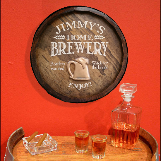 Personalized Home Brewery Quarter Barrel Sign