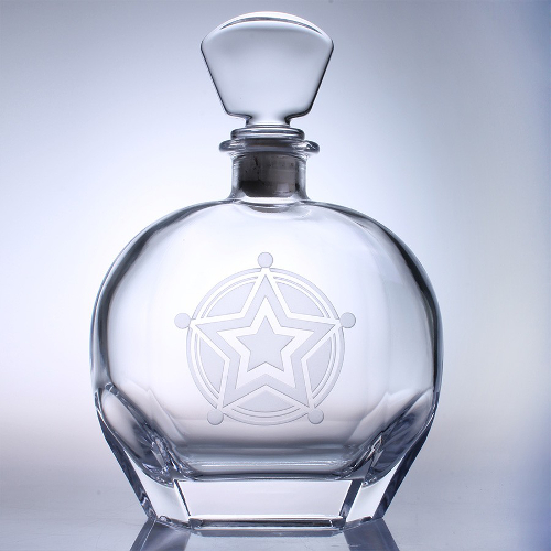 Etched Crystal Rodeo Whiskey Decanter