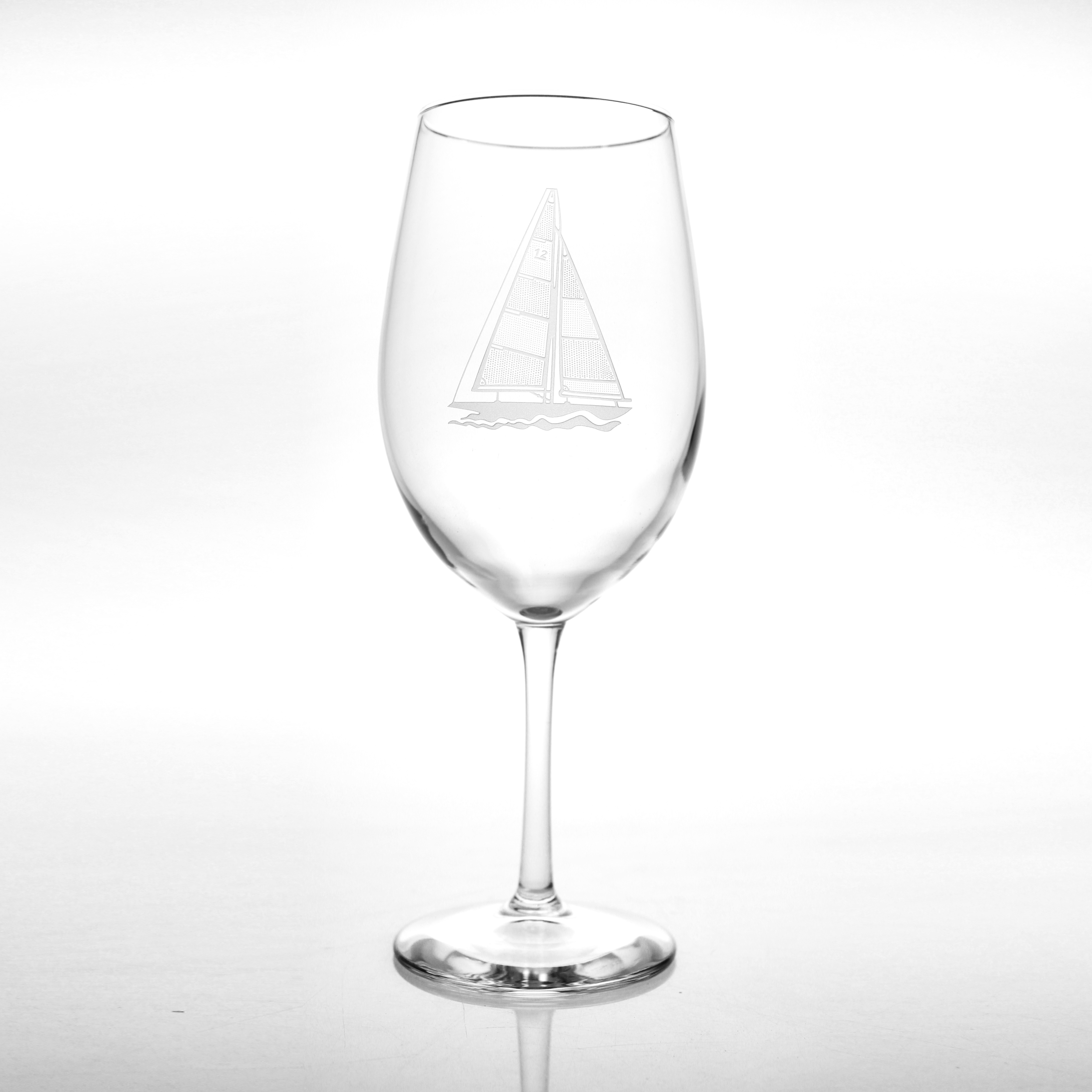 Sailboat White Wine Glasses Set of 4