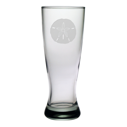 Sand Dollar Etched Grand Pilsner Glasses (set of 4)