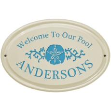 Sand Dollar Ceramic Oval Welcome To Our Pool Plaque