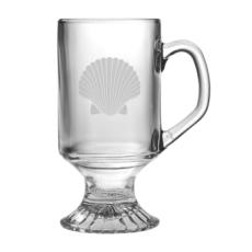 Scallop Shell Etched Footed Mug Glass Set