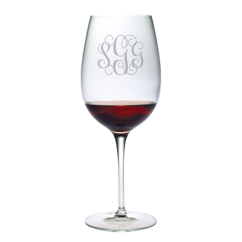 Elegant Scroll Monogram Bordeaux Glasses (set of 4)