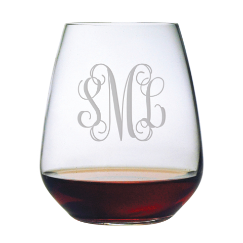 Elegant Scroll Monogram Stemless Wine Glasses (set of 4)