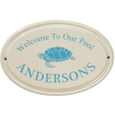 Sea Turtle Ceramic Oval Welcome To Our Pool Plaque
