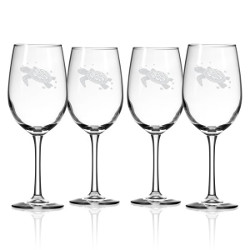 Sea Turtle White Wine Glasses  S/4