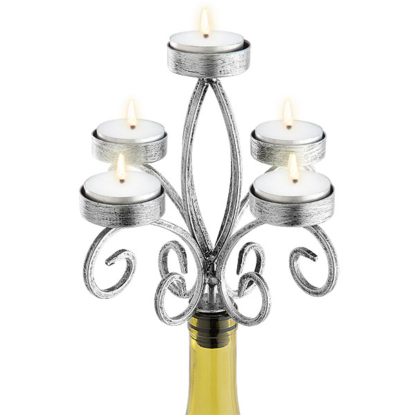 Silver Scroll 5-Tealight Candelabra