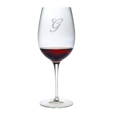 Single Letter Monogram Bordeaux Glasses (set of 4)