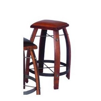 Wine Stave Stool with Leather Top 26 Inch Tan
