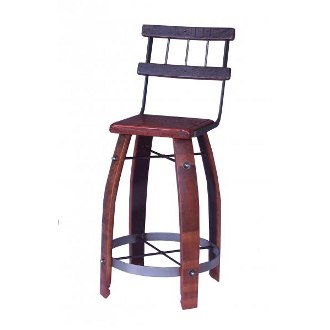 Wood Stave Stool With Back