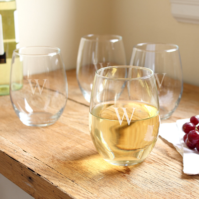 Personalized 21 oz. Stemless Wine Glasses (Set of 4)