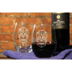 Sugar Skull Wine Tumbler 17oz set of 4