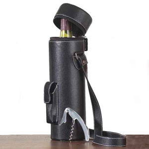 One Bottle Genuine Leather Tote, Black