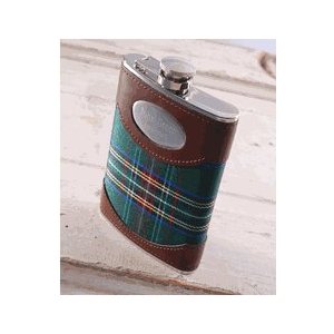 Personalized Green Plaid 8 Ounce Flask