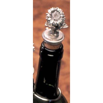 Pewter Sunflower Wine Bottle Stopper ON SALE  