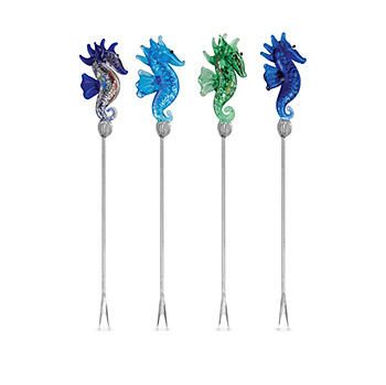Glass Seahorse Cocktail Picks