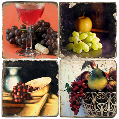 Grapes 4 Marble Coaster Set