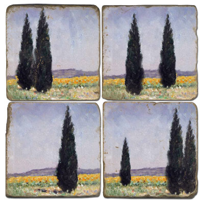 Cypress Trees Marble Coasters