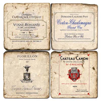 French Wine Tumbled Marble Coasters, IV