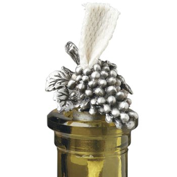 Pewter Grapes Bottle Candle with wick