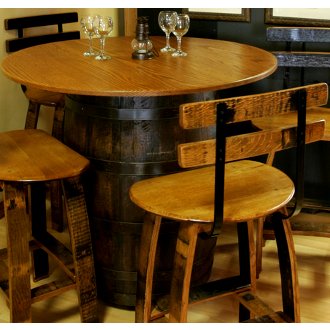 Barrel Bistro Table with Oak Top