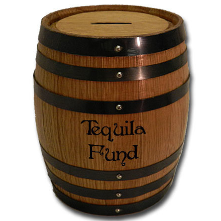 Tequila Fund Mini Oak Barrel Bank