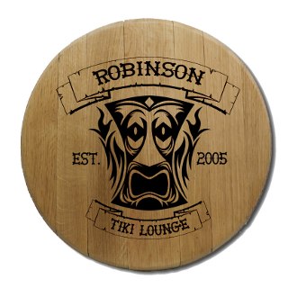 Tiki Lounge Barrel Head Sign