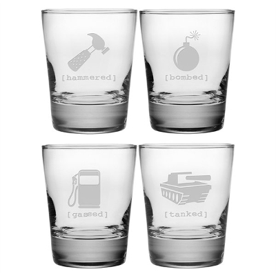 Mr. Tipsy Assorted Heavy Base DOF Glasses (set of 4)