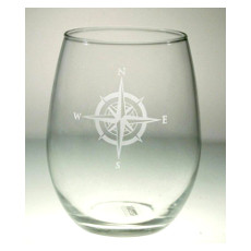 Compass Rose Stemless Wine Tumbler 17oz Set of 4