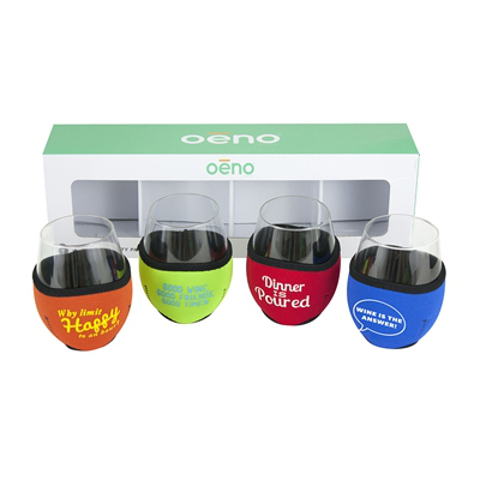 Vino Hugs and Glasses Wine Sayings Party Pack (set of 4)