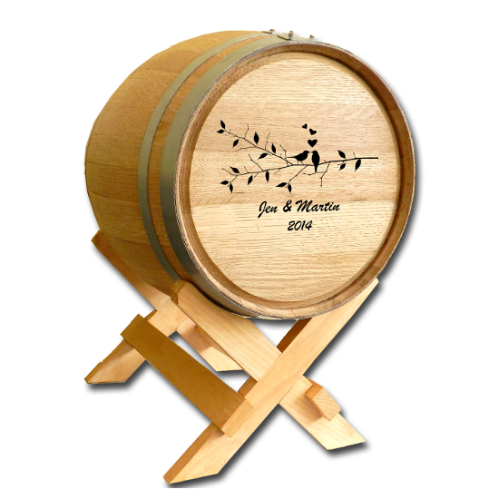Wedding Wine Barrel Card Holder - Birds