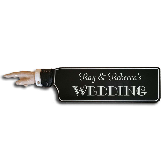 Personalized Wedding Directional Sign with Hand Relief