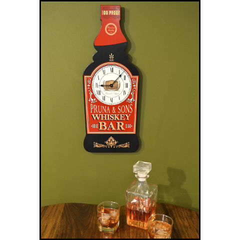 Whiskey Bar Bottle Personalized Wall Clock
