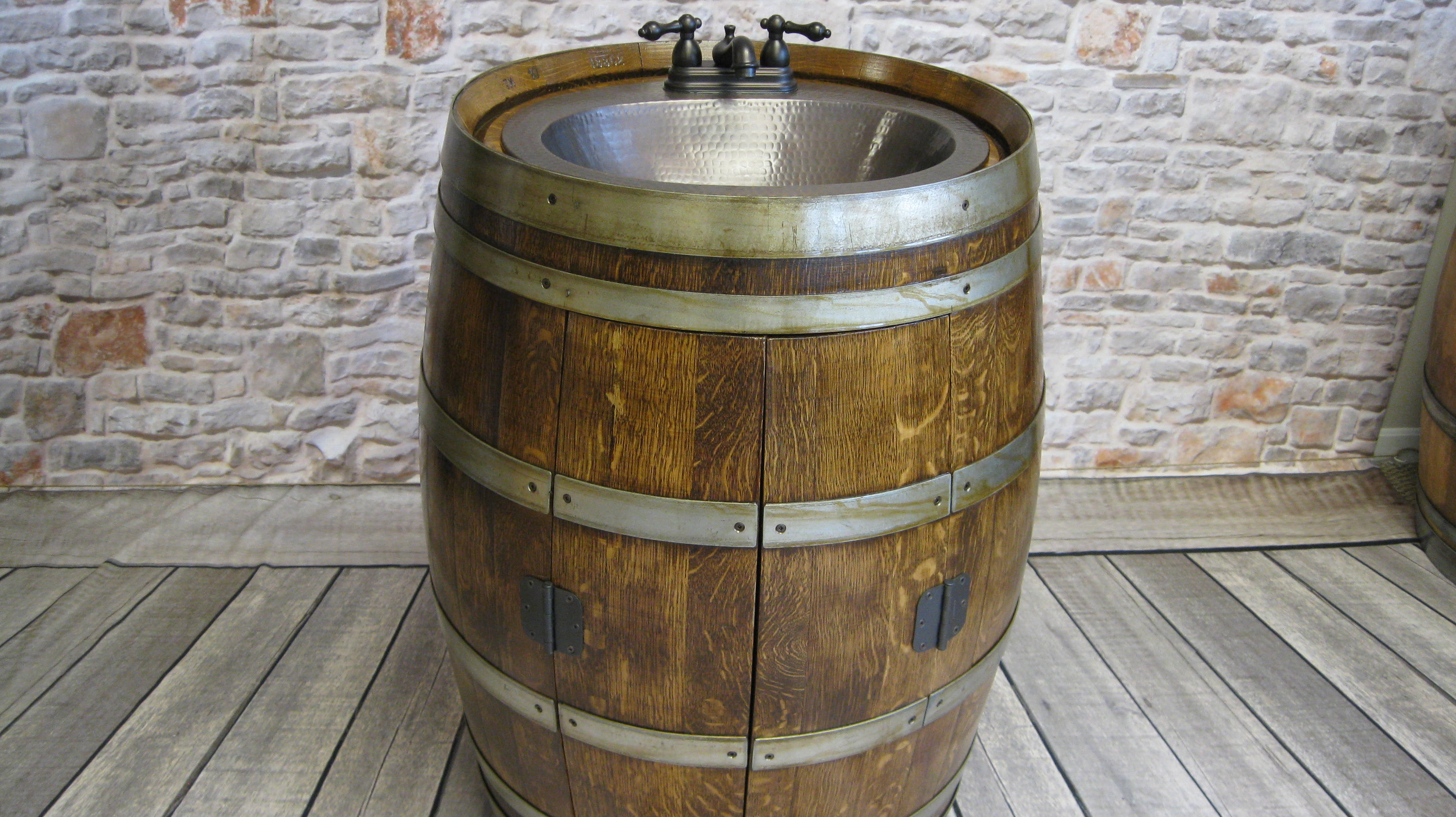 DRINKS CABINET 1/2 whiskey barrelHandcrafted Solid Oak Barrel Furniture 