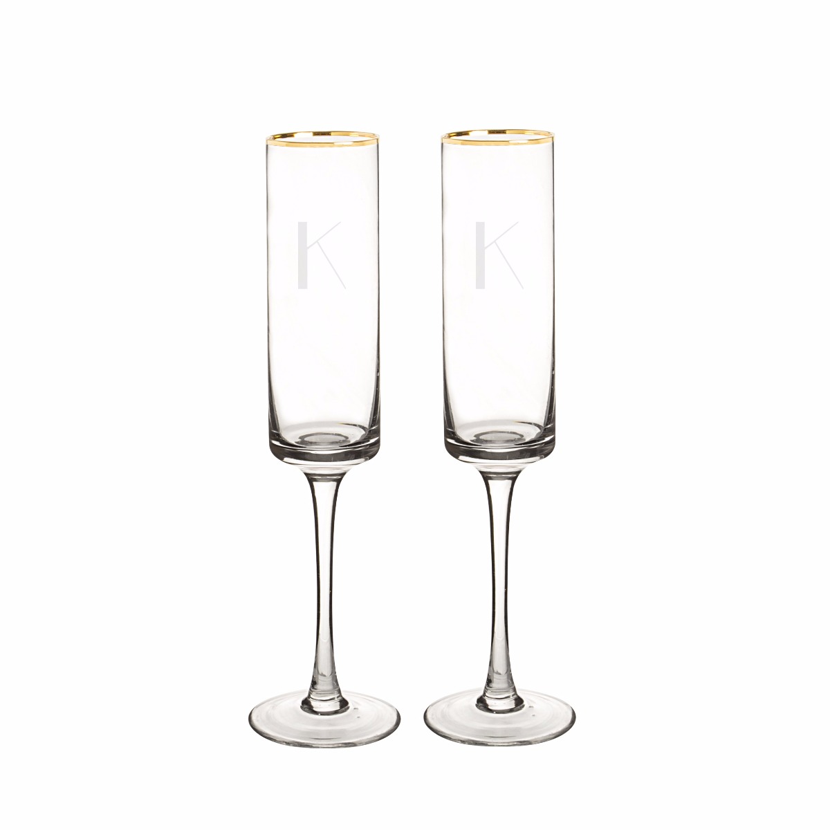 Personalized Gold Rim Champagne Flutes (set of 2)