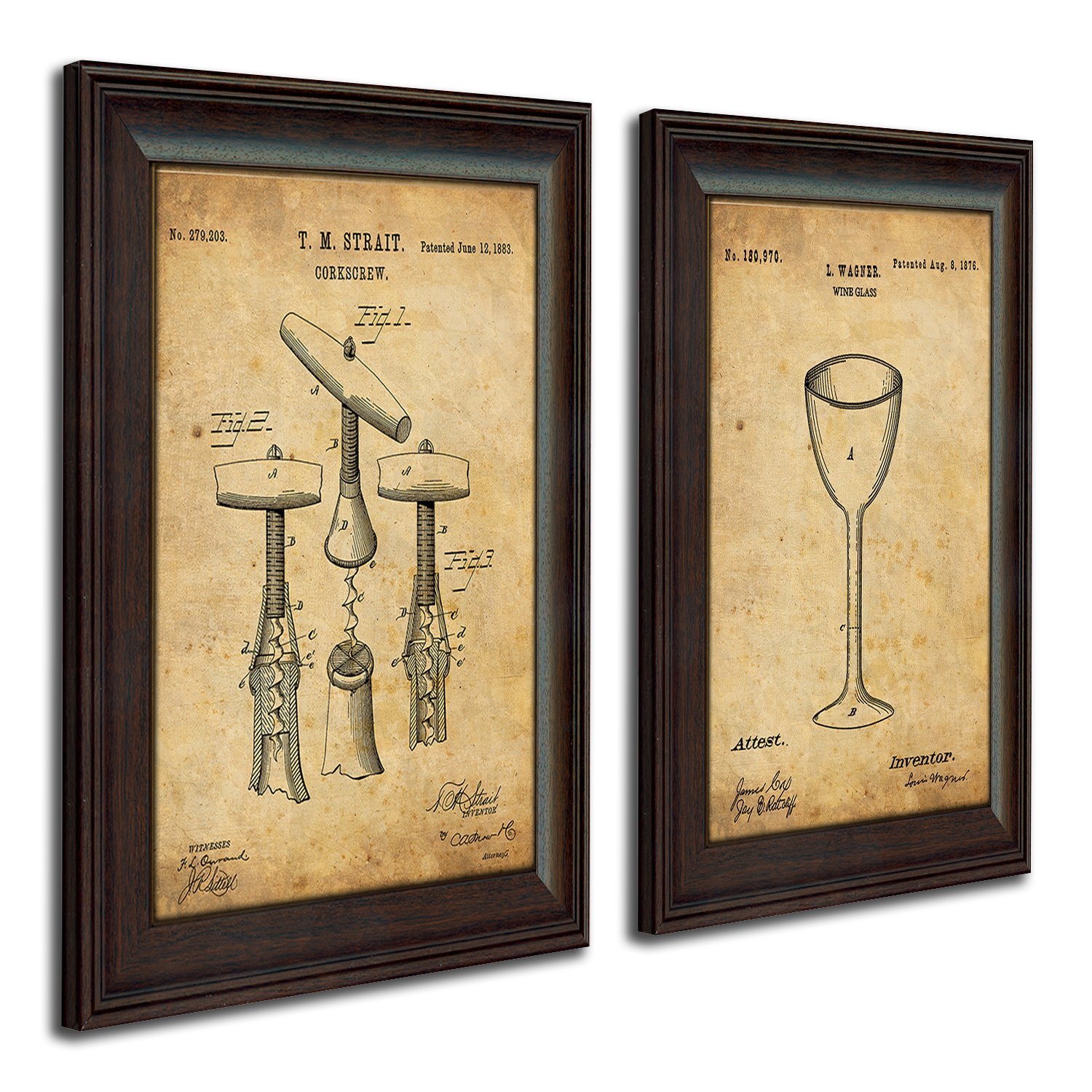 Framed Modern Patent Set - Wine