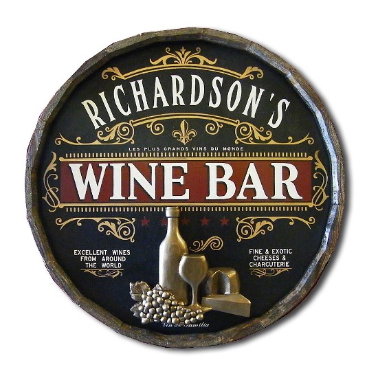 Wine Bar Personalized Quarter Barrel Sign