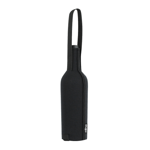 Insulating Neoprene Wine Bottle Slip Carrier with Handle - Black