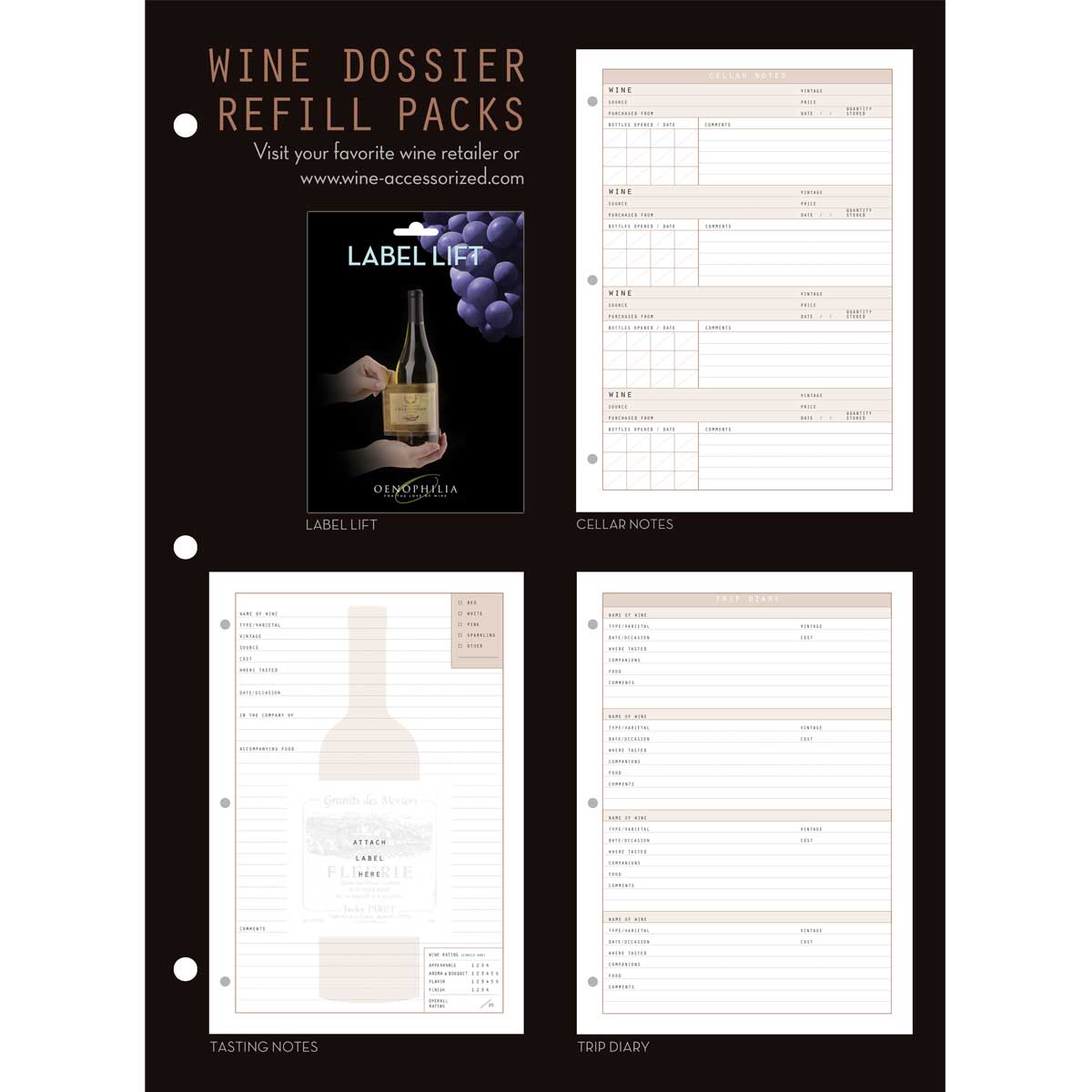 Wine Dossier Tasting Notes, 50 Sheet Refill