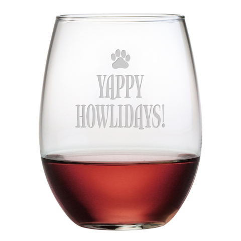 Yappy Howlidays Stemless Wine Glasses