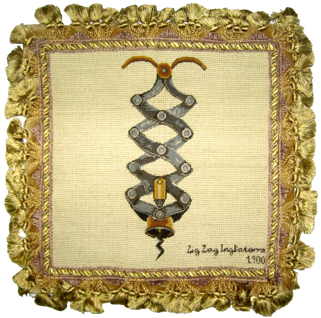 "Zig Zag, Inglaterra" Needlepoint Pillow